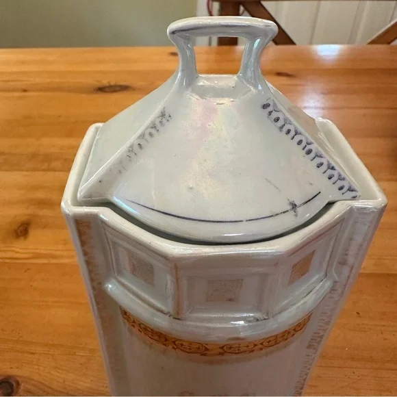 Vintage White Lusterware Germany Canister Set of Three Rice Tea Coffee - Picture 12 of 13